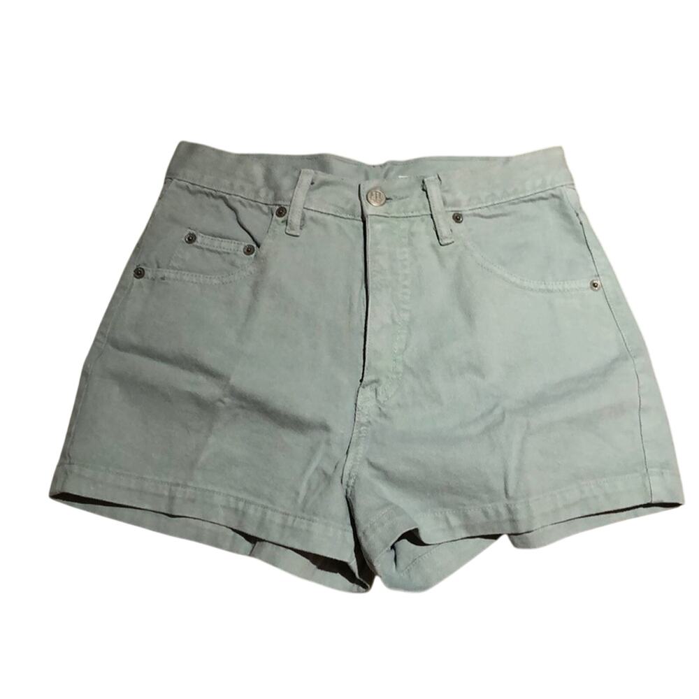 Nada Nuf sage green denim short nwot 7